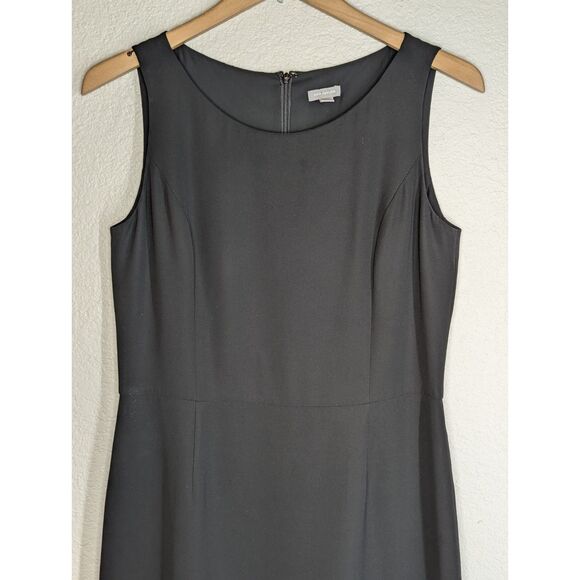 Ann Taylor 100% Silk Black Sheath Dress Size 6 Ruffle Hem Classic Office Work - Picture 3 of 7